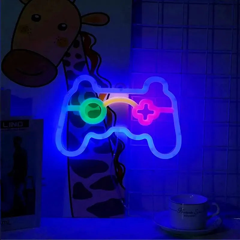 Neon-Beleuchtungsschild für Gaming-Controller – Retro-Wanddeko für Gamerzimmer