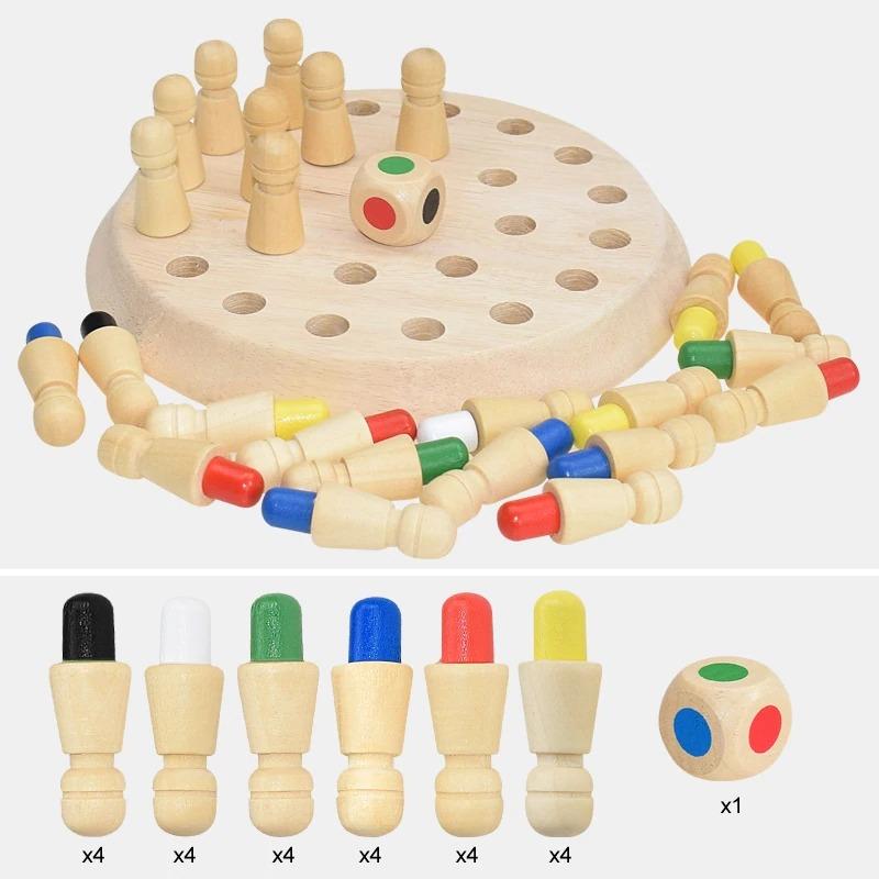 Holz-Memoryspiel mit Würfeln – Fördert Konzentration und Gedächtnis