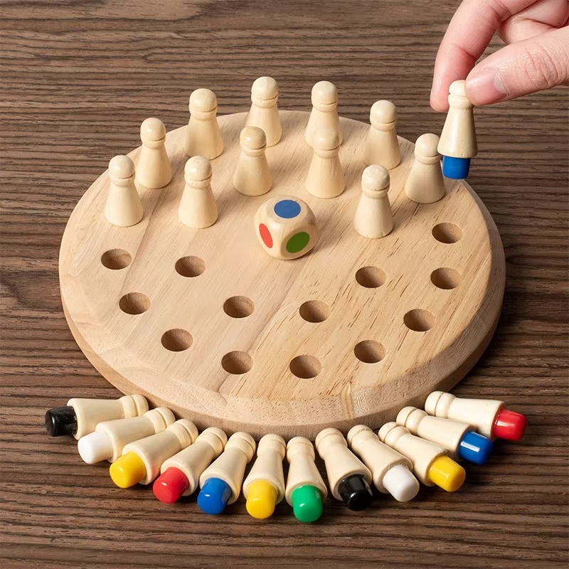 Holz-Memoryspiel mit Würfeln – Fördert Konzentration und Gedächtnis