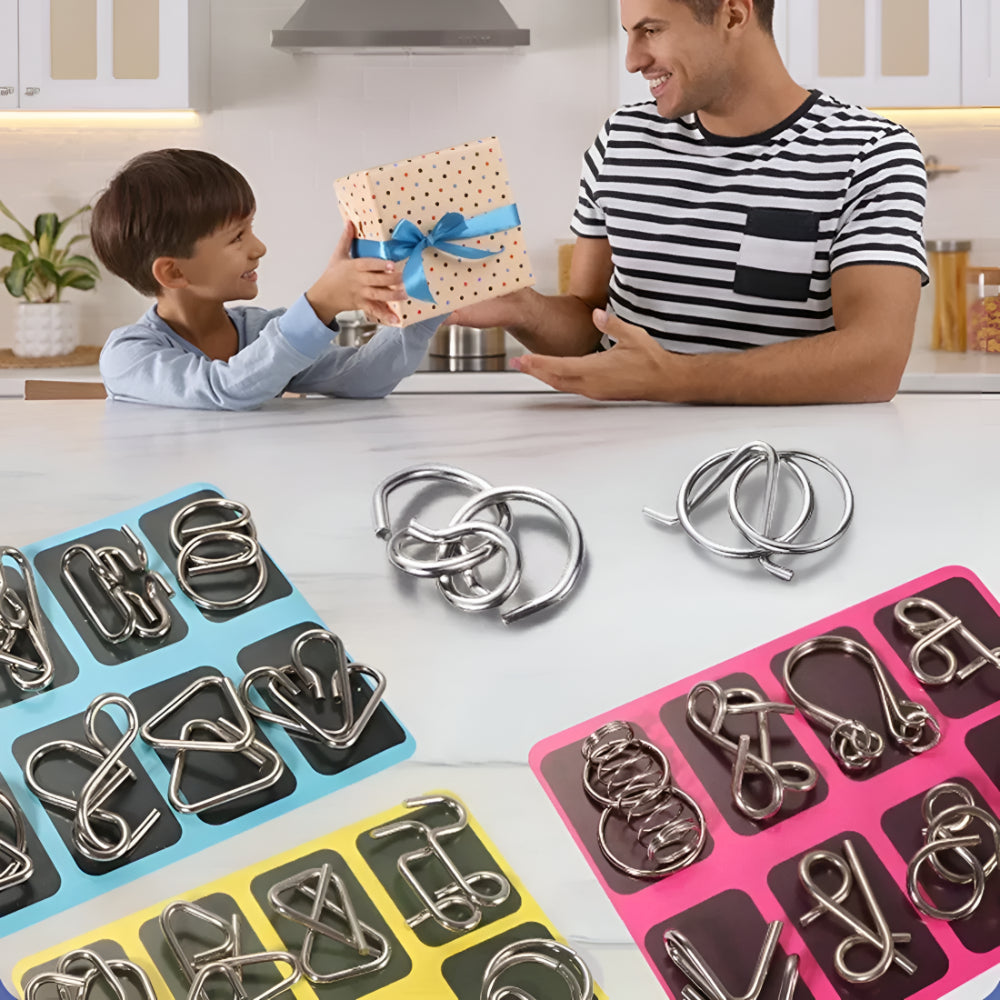 Spaßiges Metallrätsel für kluge Köpfe – Knobelspiel Set