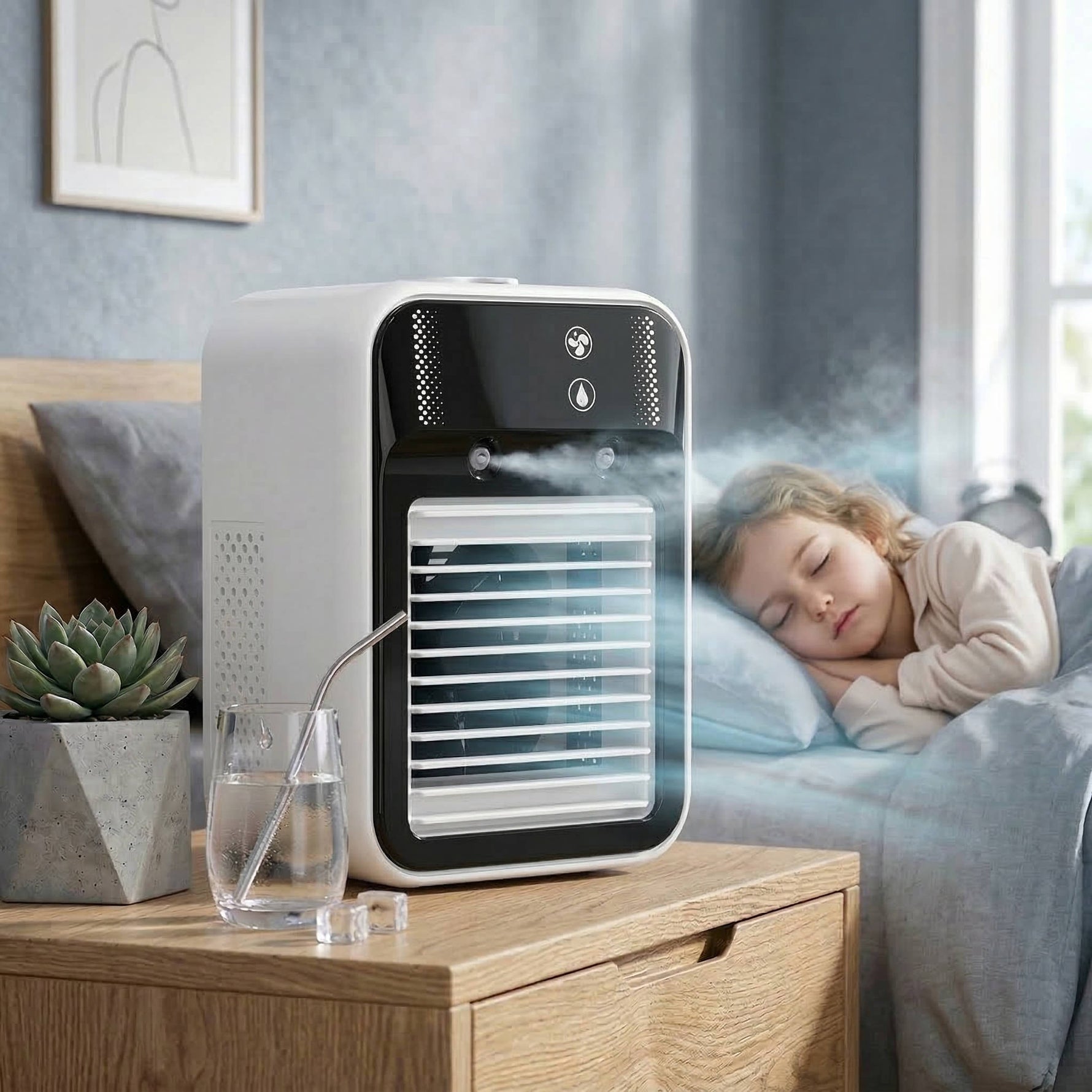 Tragbarer Luftkühler mit Dual-Nano-Nebel und wiederaufladbarem Akku