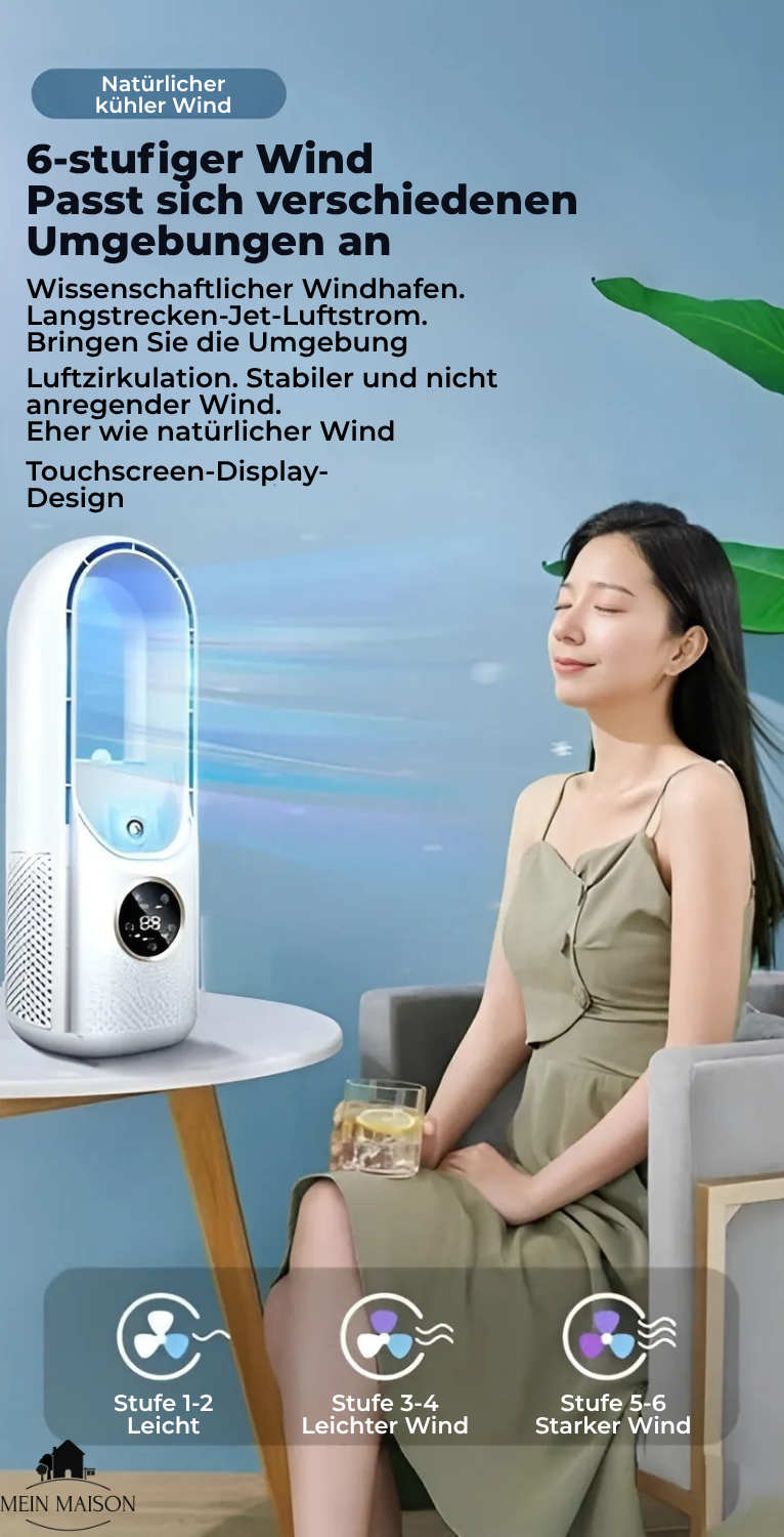 Bladeless Air Cooler – USB Fan with Timer and Humidification