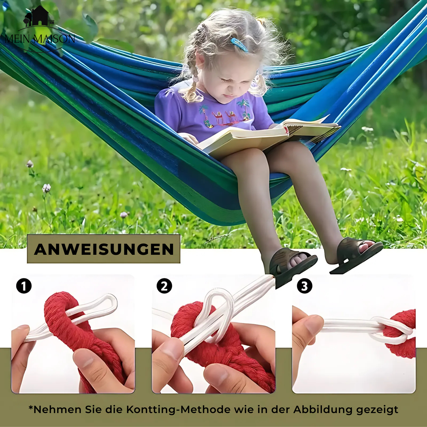Gemütliche Hängematte für Garten und Reisen | Bis 200 kg Tragkraft