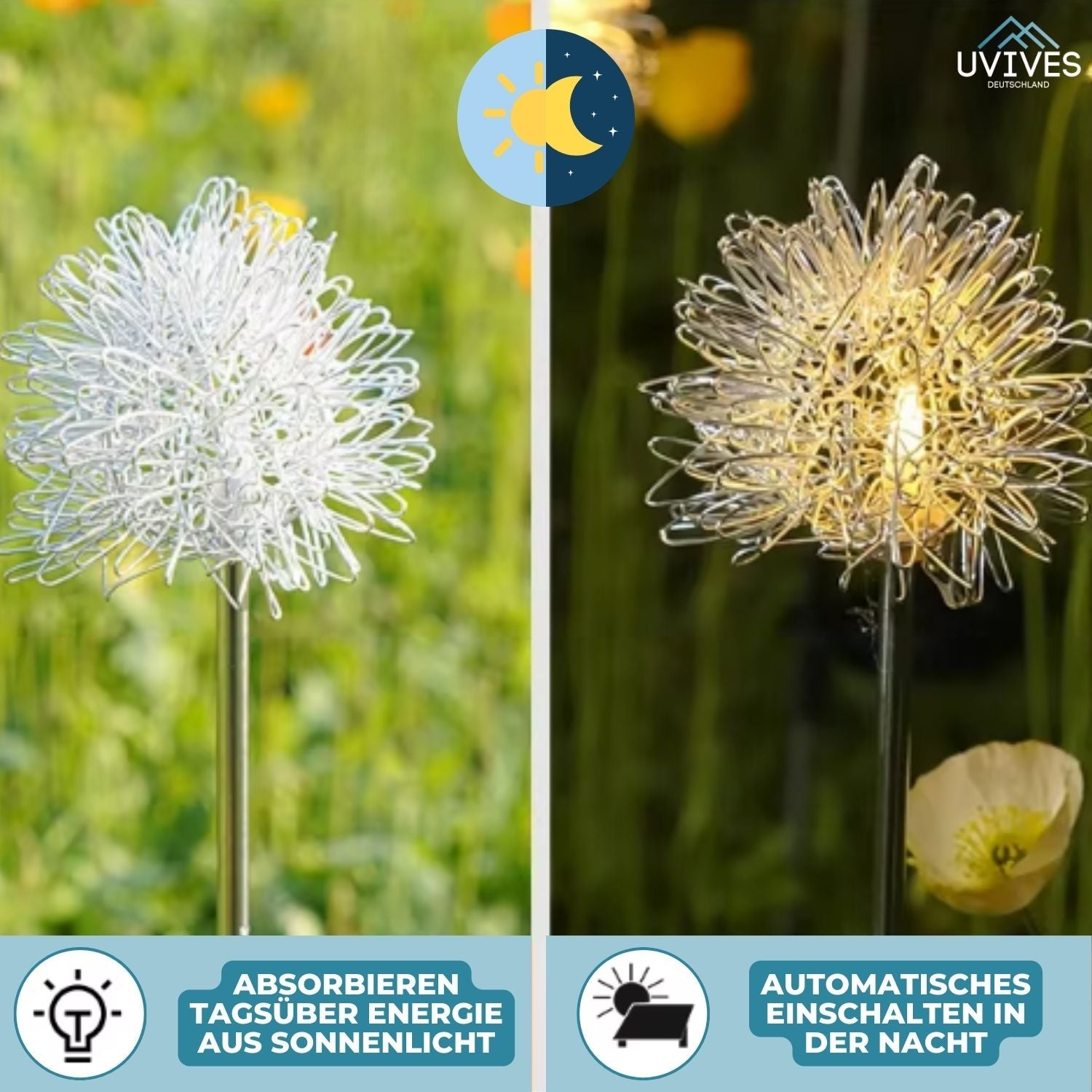 Sunflower Blooms - Weatherproof Solar Garden Lamp in a Floral Style