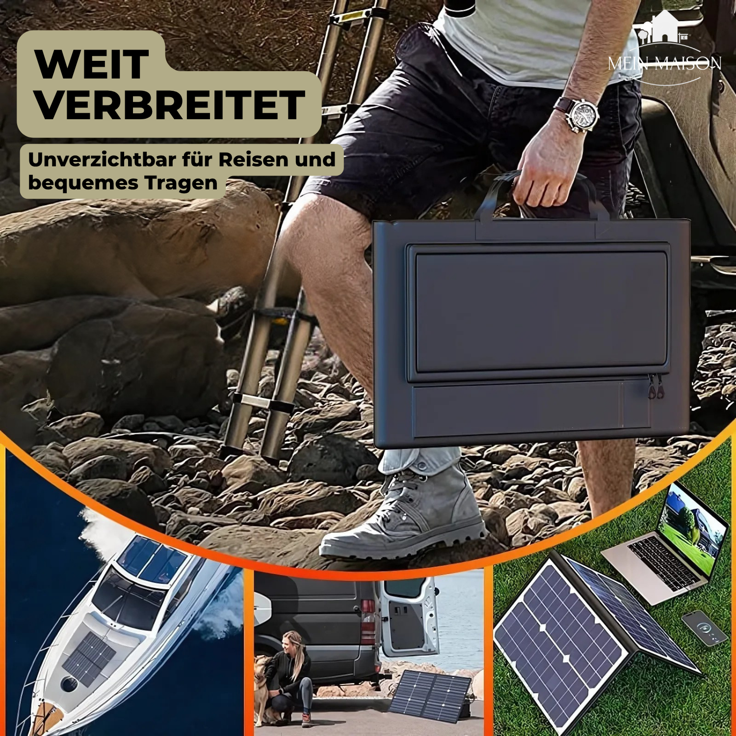 Ecovolt 1000W Tragbares Solarpanel Set | Komplett mit MPPT & USB/Type-C | Ideal für Camping, Auto, Boot & Wohnmobil