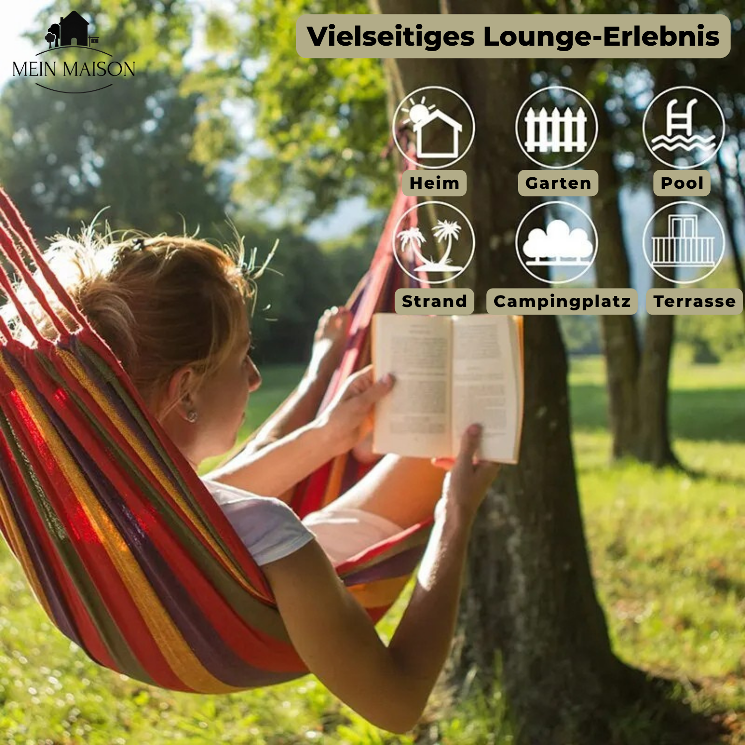 Gemütliche Hängematte für Garten und Reisen | Bis 200 kg Tragkraft