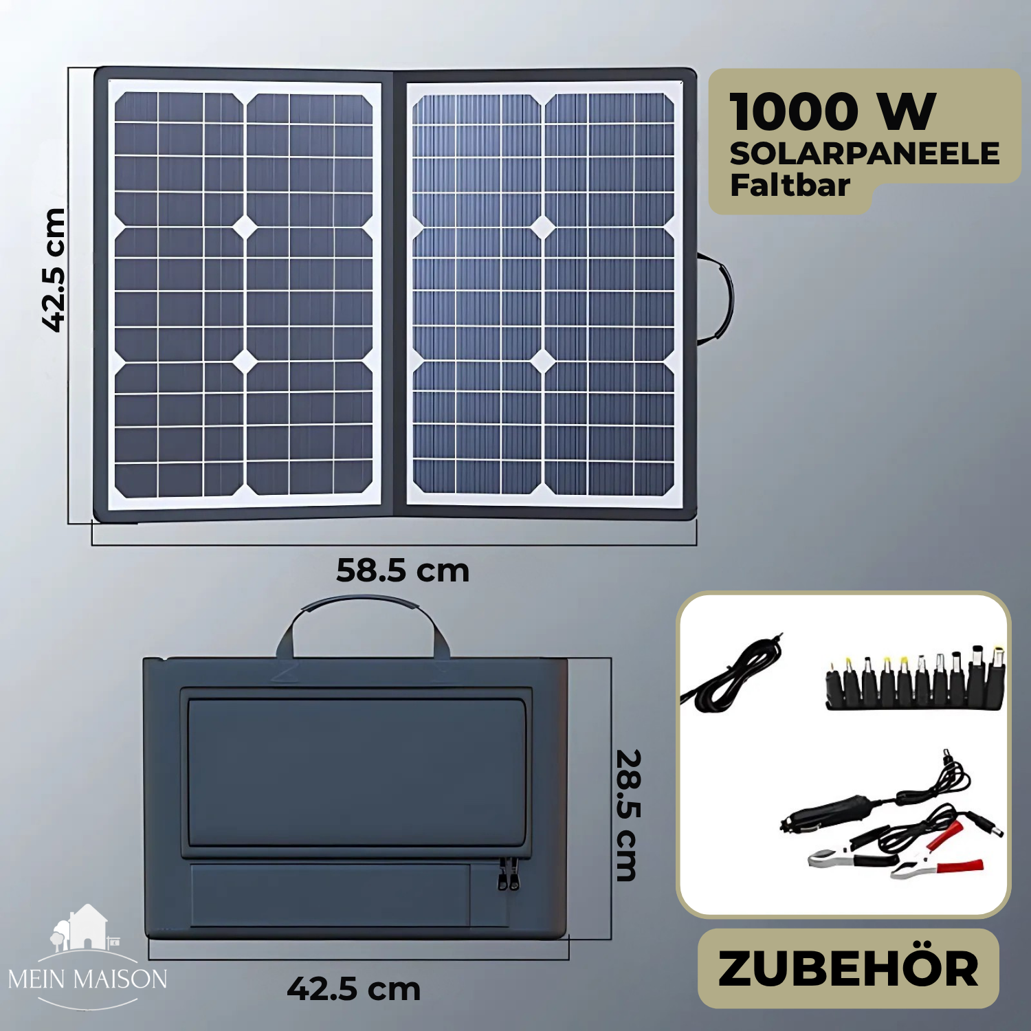 Ecovolt 1000W Tragbares Solarpanel Set | Komplett mit MPPT & USB/Type-C | Ideal für Camping, Auto, Boot & Wohnmobil