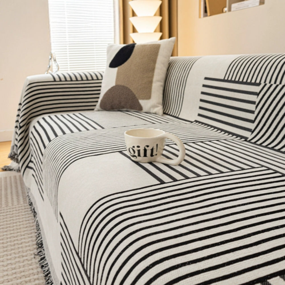 Elegant Chenille Sofa Cover with Tassels for Any Room