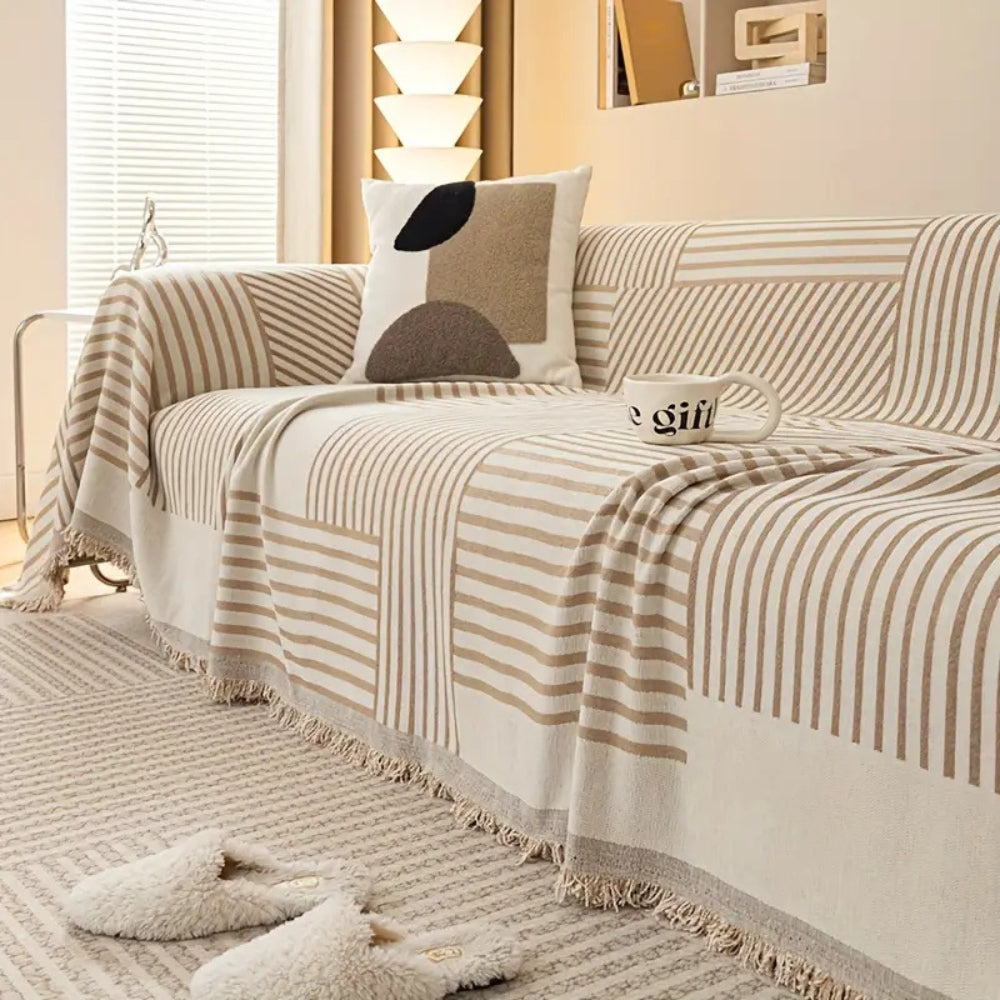 Elegant Chenille Sofa Cover with Tassels for Any Room