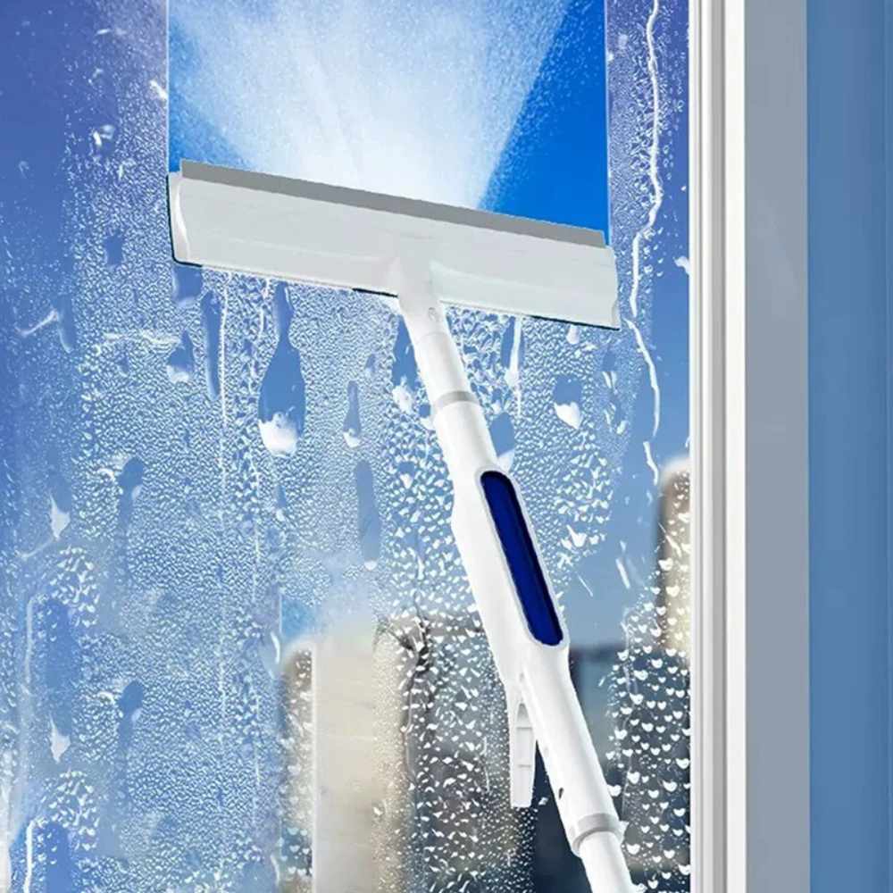 3-in-1 Fensterreiniger mit teleskopischem Griff und Sprühfunktion
