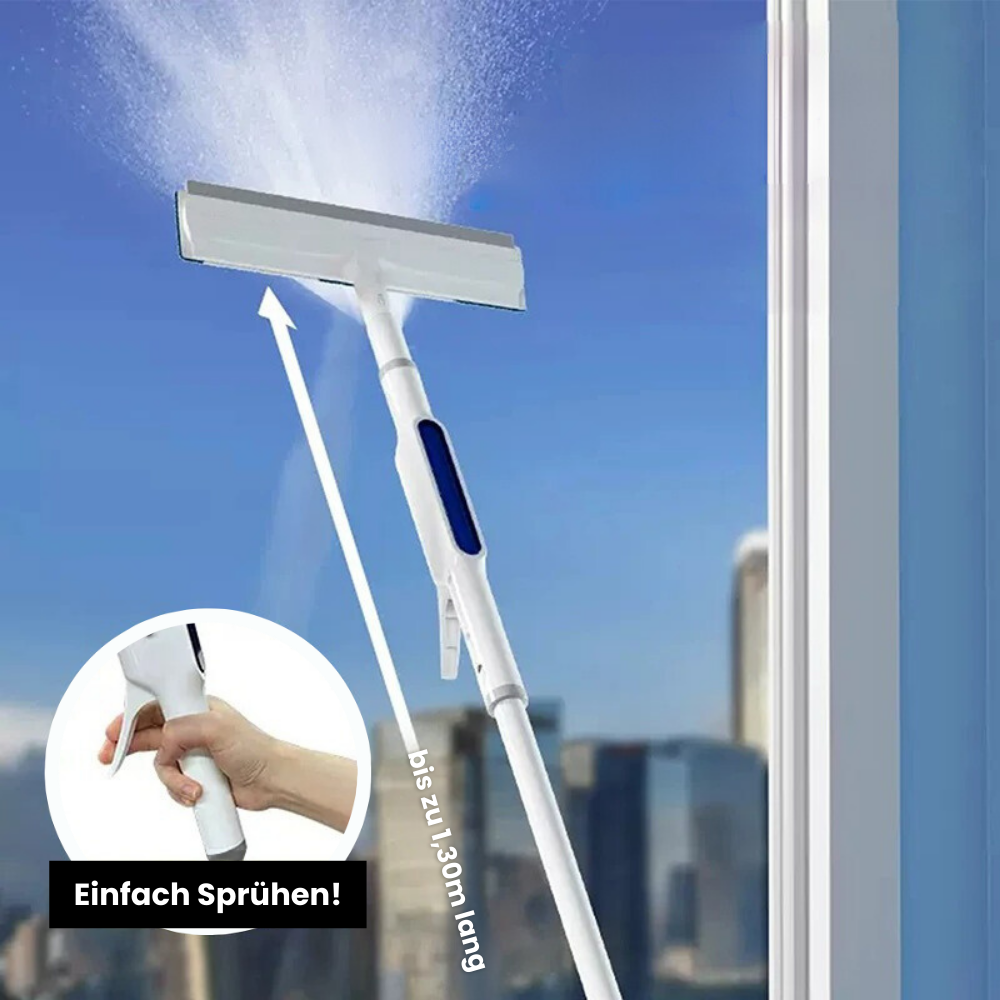 3-in-1 Fensterreiniger mit teleskopischem Griff und Sprühfunktion