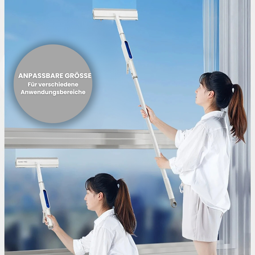 3-in-1 Fensterreiniger mit teleskopischem Griff und Sprühfunktion