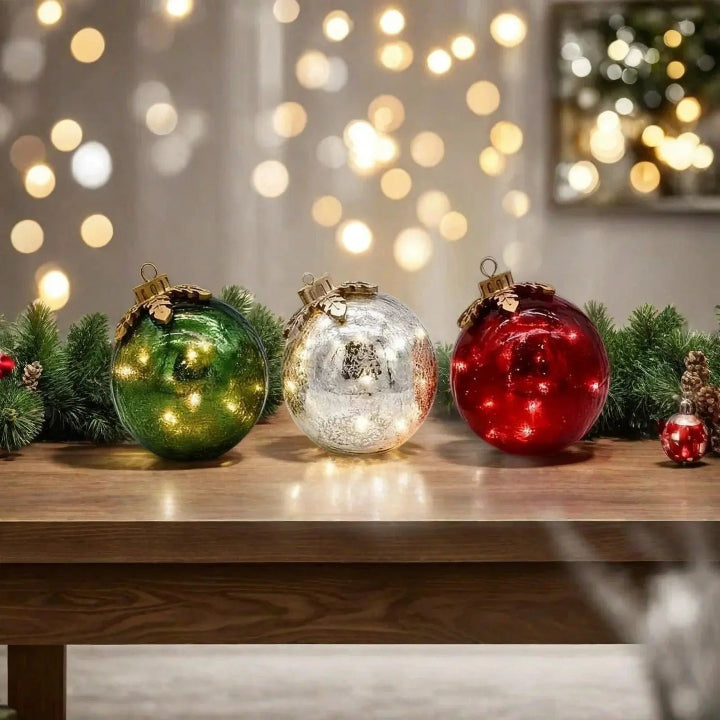 Glänzende LED-Dekorkugeln im 3er-Set – Magische Tischakzente