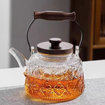 Elegante Glaskanne mit Holzgriff – 1000ml Teekanne mit Filter