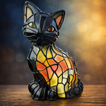 Elegante Katzenlampe aus Kunstharz – Stilvolle Beleuchtung mit warmem Licht