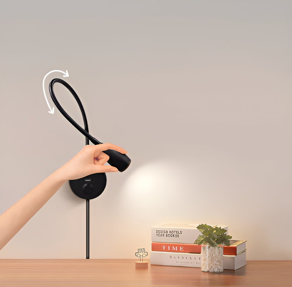 Flexible wall light with USB charging port and touch control