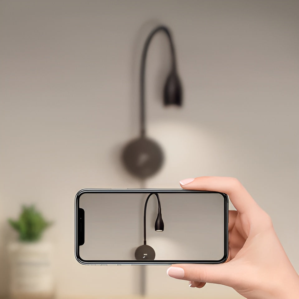 Flexible wall light with USB charging port and touch control