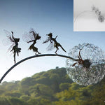 Dancing Elf and Dandelion - Outdoor Garden Sculpture
