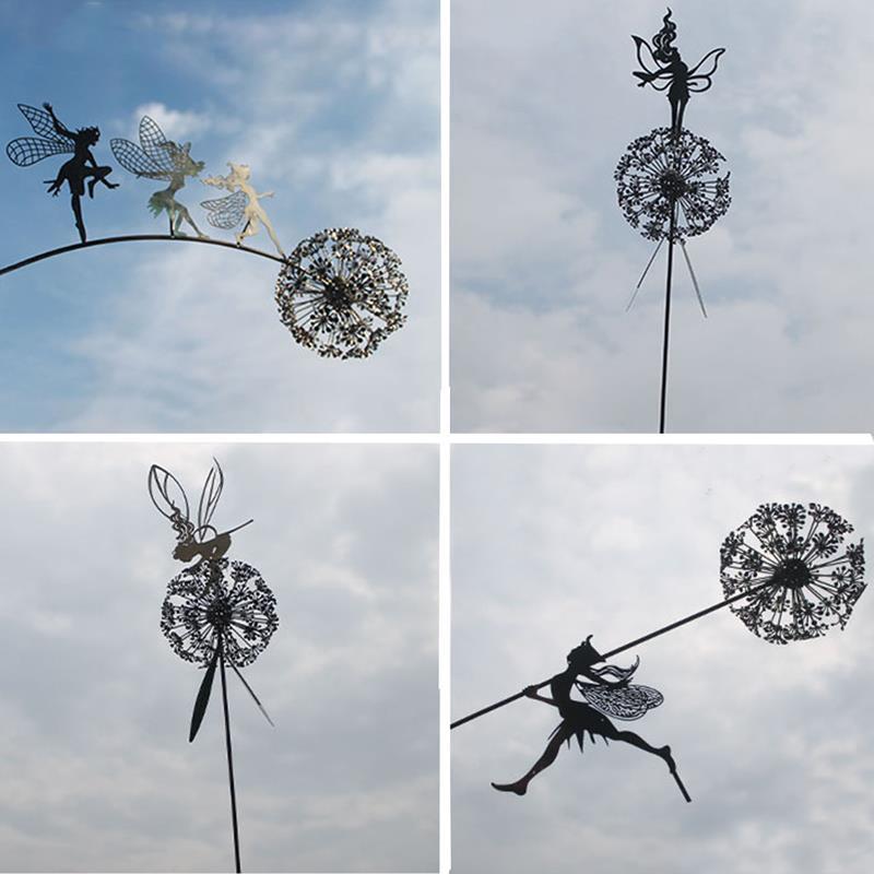 Dancing Elf and Dandelion - Outdoor Garden Sculpture