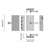 Praktischer 4-Port-USB-Hub mit Clip aus Aluminium | TechEase