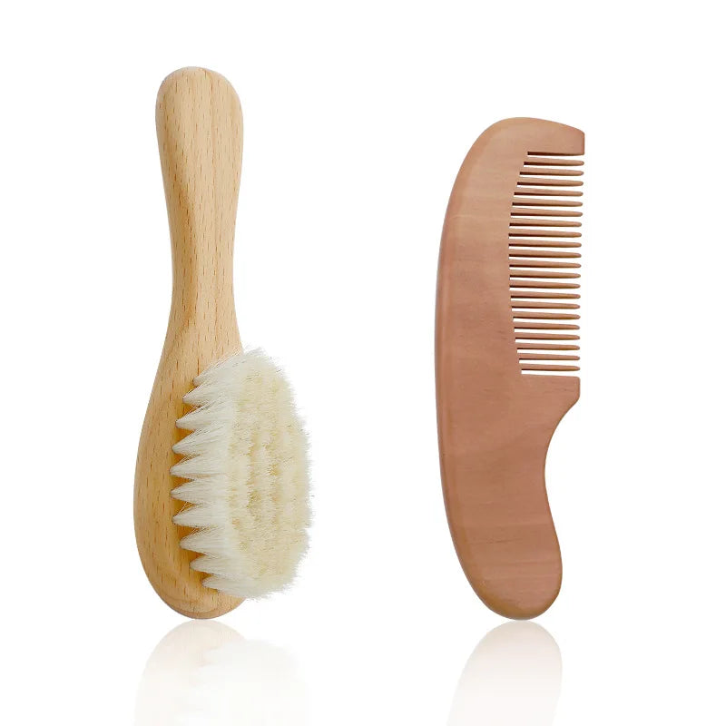 Set aus Kamm und Bürste für Babys – Holzhaarbürste mit Naturborsten