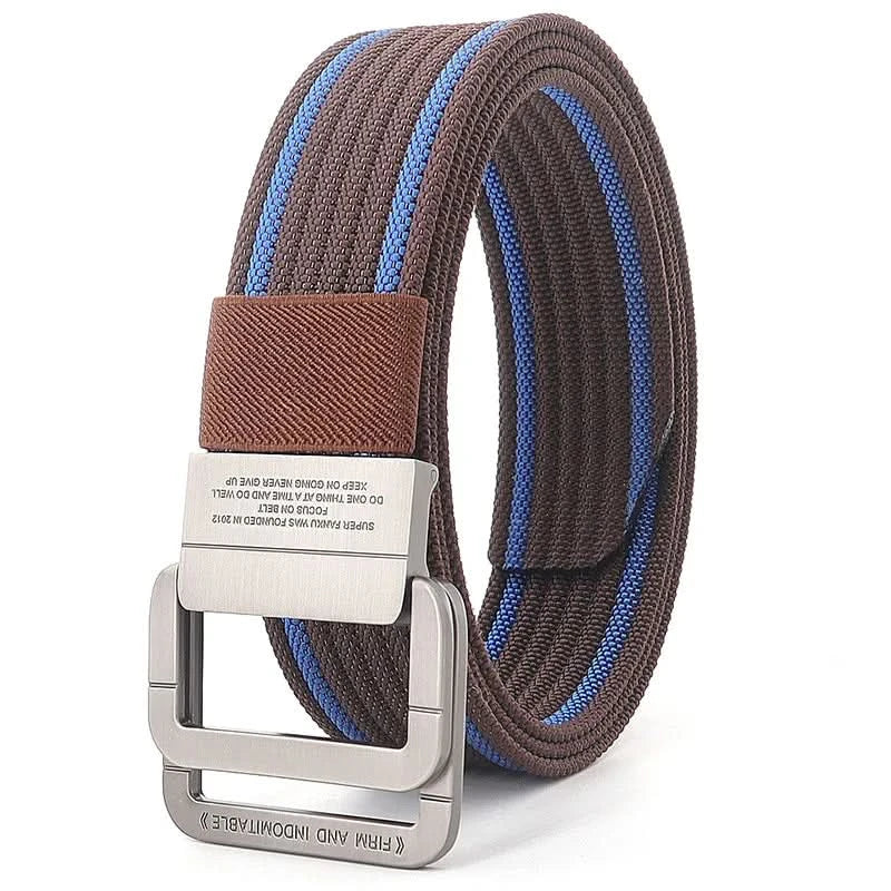 FlexiBelt | Unisex Canvas Gürtel – Doppelt Metallring Schnalle, Verstellbar