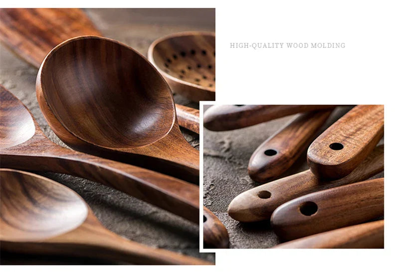 Stylish 7-Piece Teak Kitchen Utensil Set