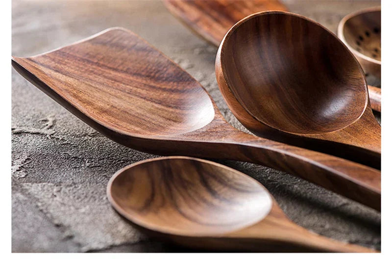 Stylish 7-Piece Teak Kitchen Utensil Set