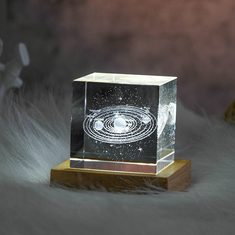 3D Kristallwürfel Mond Nachtlicht