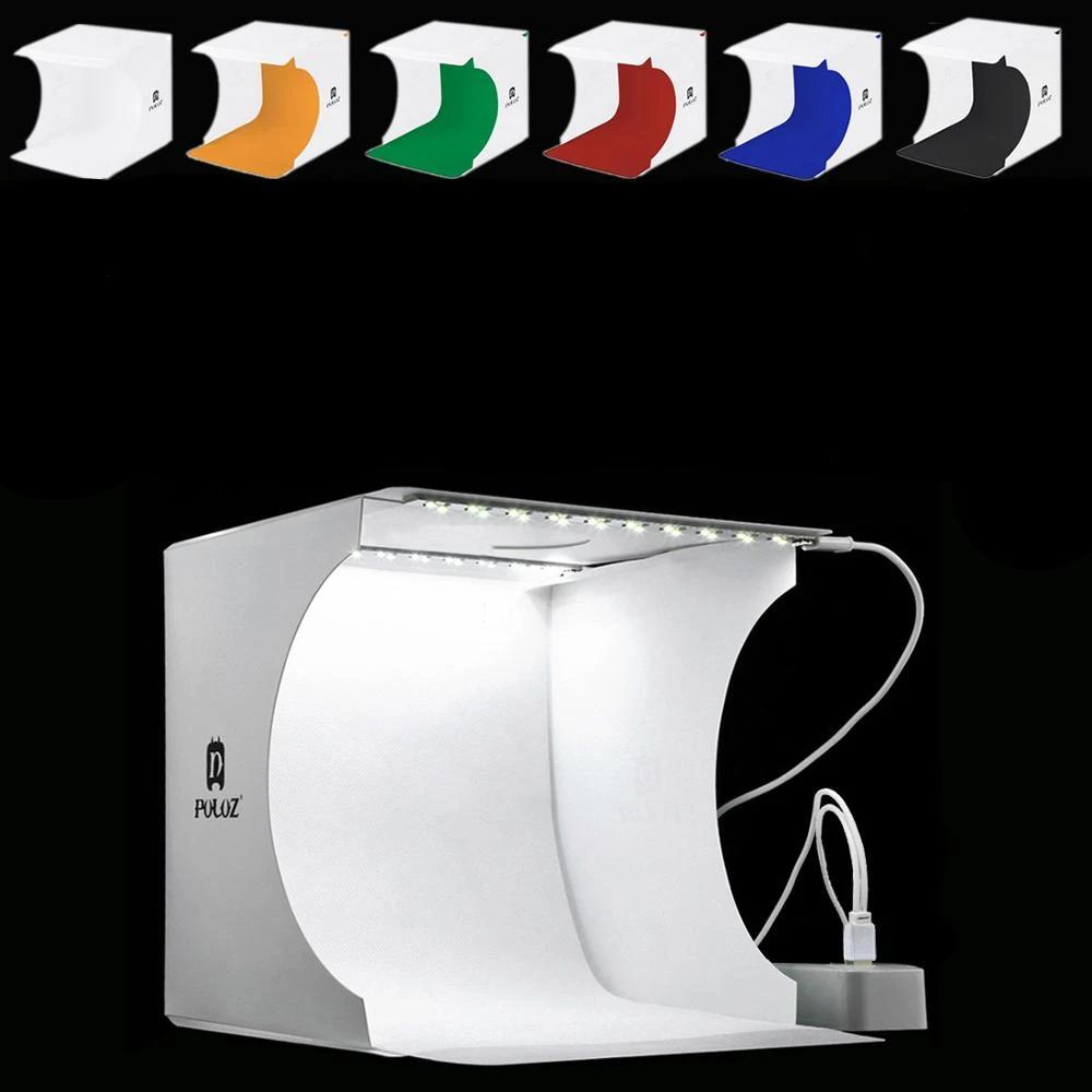 Mini Fotostudio "LumiCube" mit LED-Beleuchtung und 6 Hintergründen