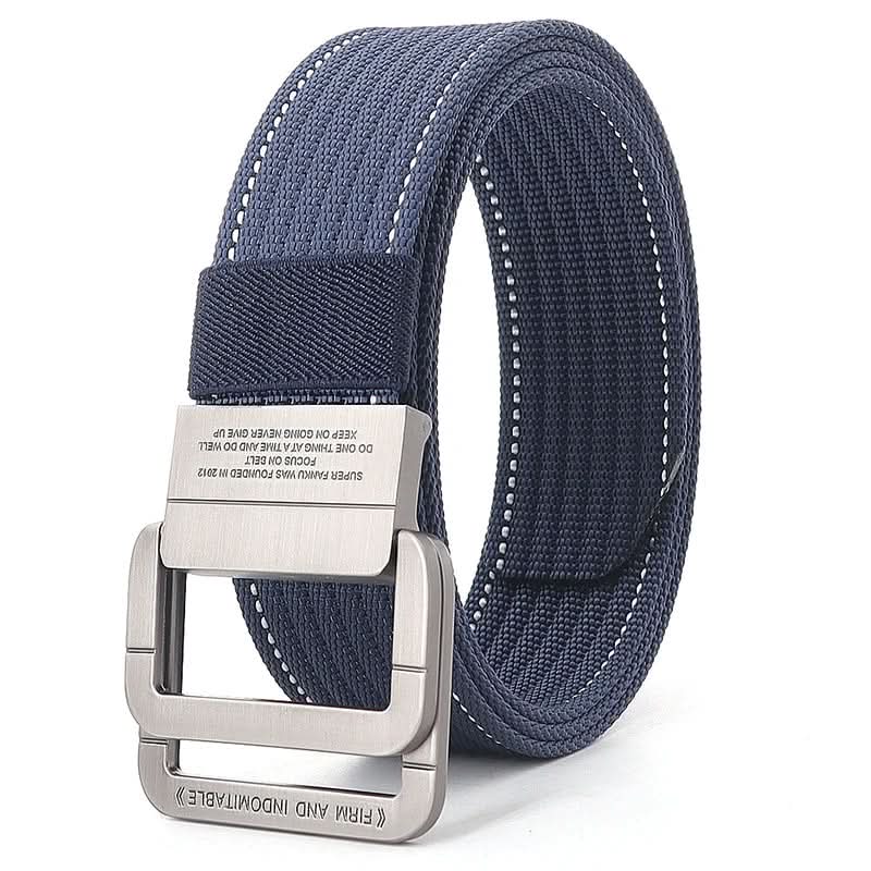 FlexiBelt | Unisex Canvas Gürtel – Doppelt Metallring Schnalle, Verstellbar