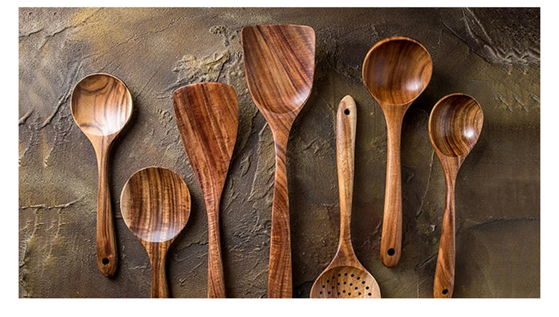 Stylish 7-Piece Teak Kitchen Utensil Set