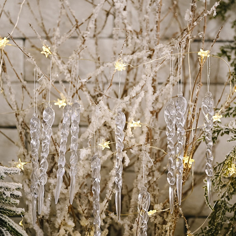 12 Stück elegante Weihnachtsbaumdekoration aus Kunststoff-Eiszapfen