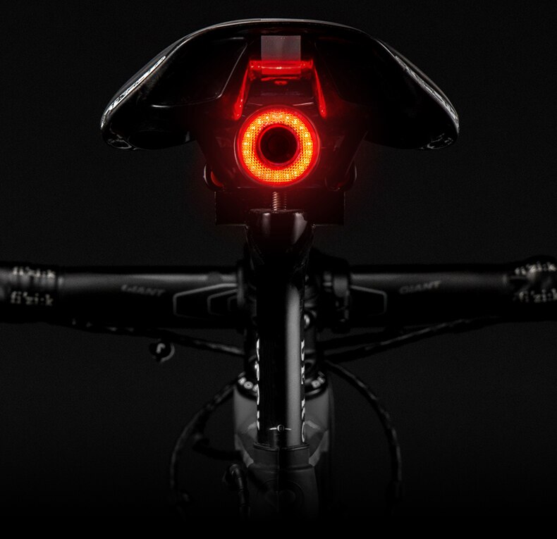 Schlanke Fahrrad-Rückleuchte mit automatischem Bremsensor und Lichtdetektion