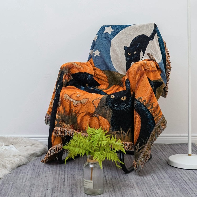 Herbstliche Retro-Couchdecke für Gemütlichkeit