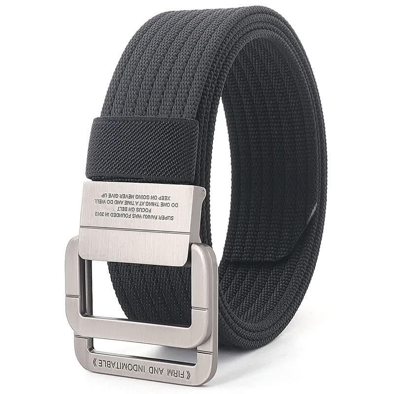 FlexiBelt | Unisex Canvas Gürtel – Doppelt Metallring Schnalle, Verstellbar