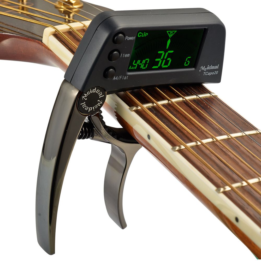 2-in-1 Gitarren Zubehör mit LCD-Bildschirm – Kapodaster & Stimmgerät
