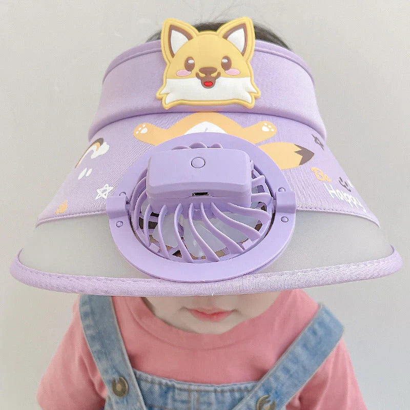 Sonnenhut für Kinder mit Ventilator – Verstellbarer Sommerhut im Frosch-Design
