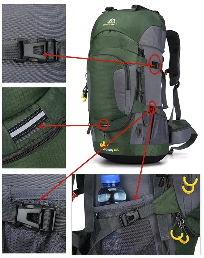60L Outdoor Backpack - Waterproof and Practical