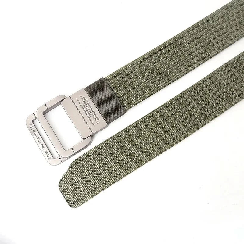 FlexiBelt | Unisex Canvas Gürtel – Doppelt Metallring Schnalle, Verstellbar