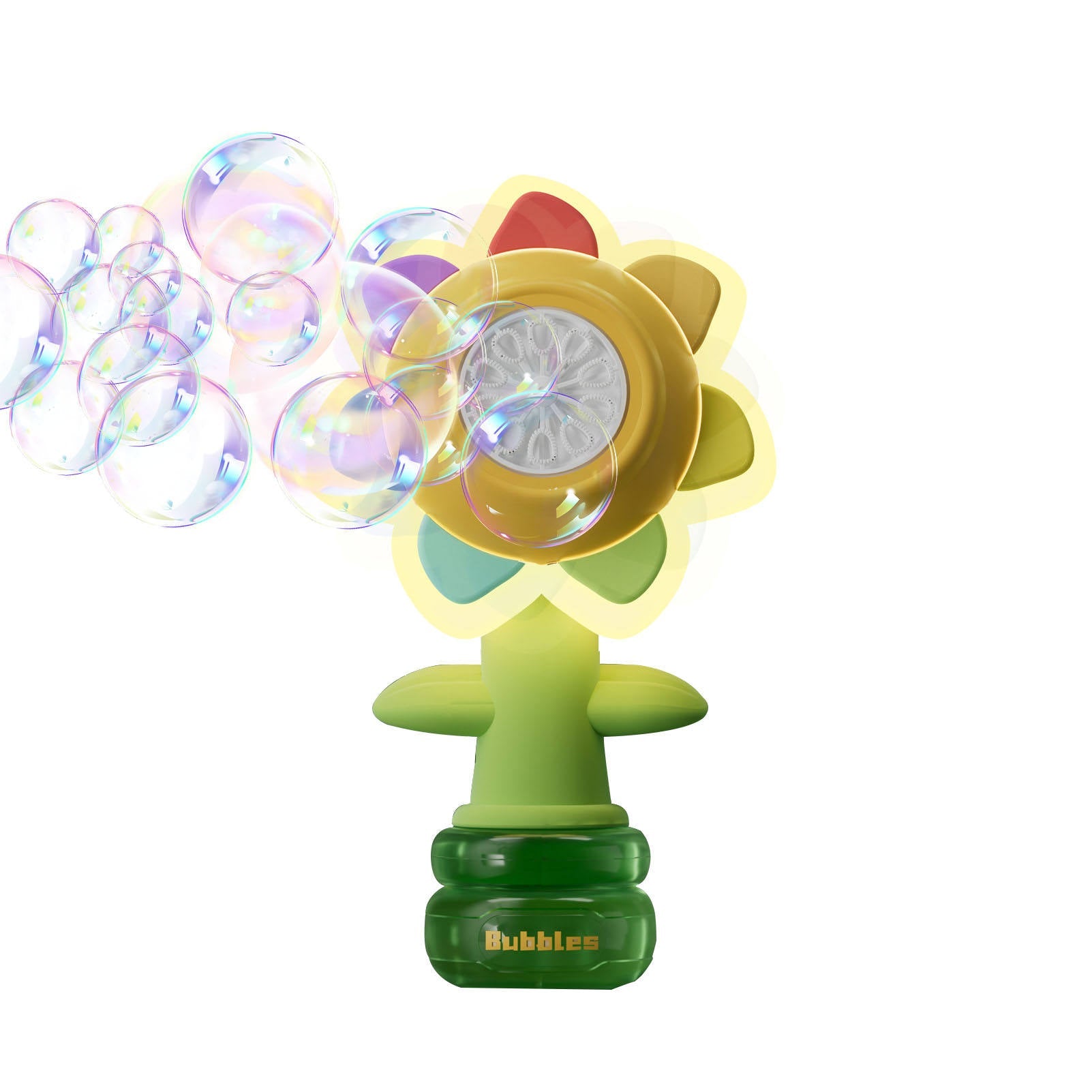 Blumenförmige Seifenblasen, die tanzen