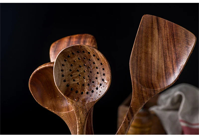 Stylish 7-Piece Teak Kitchen Utensil Set