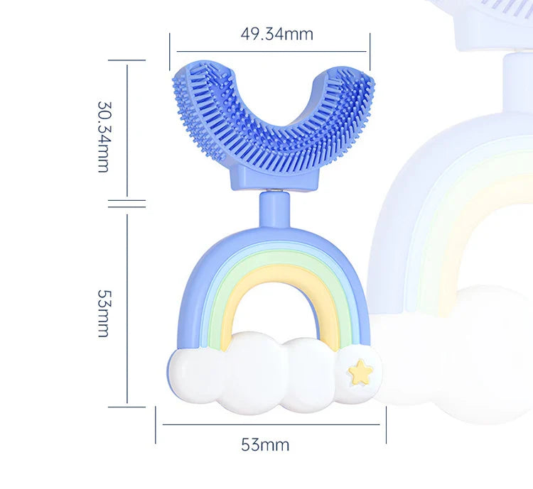 Regenbogenfarbene U-förmige Silikonzahnbürste für Kinder