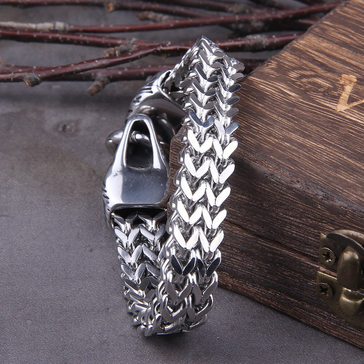 Silbernes Wikinger-Armband "WolfBand" – Handgefertigt mit Fenrir-Motiv