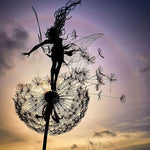 Dancing Elf and Dandelion - Outdoor Garden Sculpture