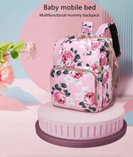 Wickeltasche mit Blumenmuster – Faltbares Moskitonetz für Mütter