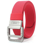 FlexiBelt | Unisex Canvas Gürtel – Doppelt Metallring Schnalle, Verstellbar