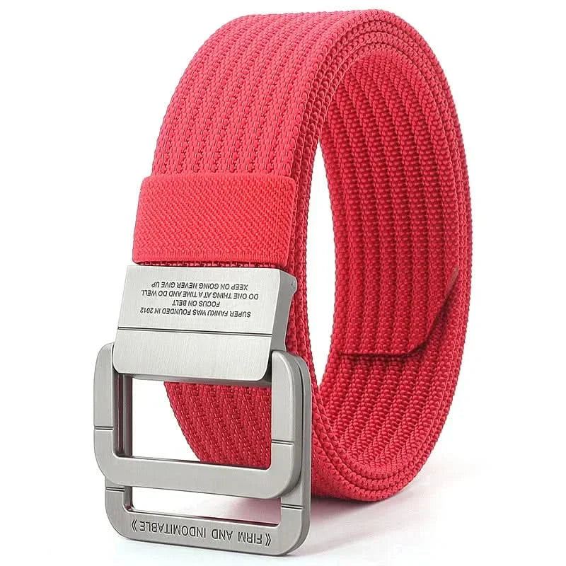 FlexiBelt | Unisex Canvas Gürtel – Doppelt Metallring Schnalle, Verstellbar