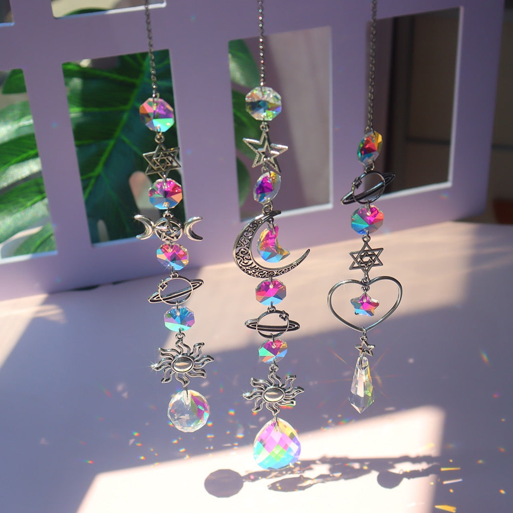 Kristall-Windspiel mit Mond und Sonne – Traum Kombination