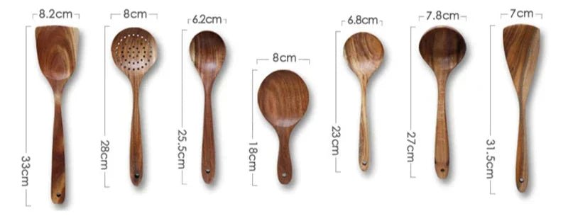 Stylish 7-Piece Teak Kitchen Utensil Set